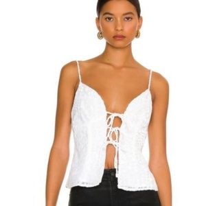 More to Come | Josie Burnout Cami | White Tie-Front Top | XS